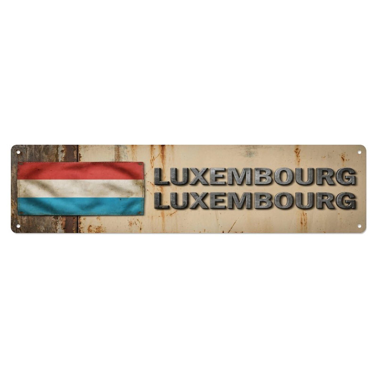 Okahys 4X16inch(10X40cm) Vintage Luxembourg Luxembourg Flag Decor Rustic Travel Metal Tin Sign