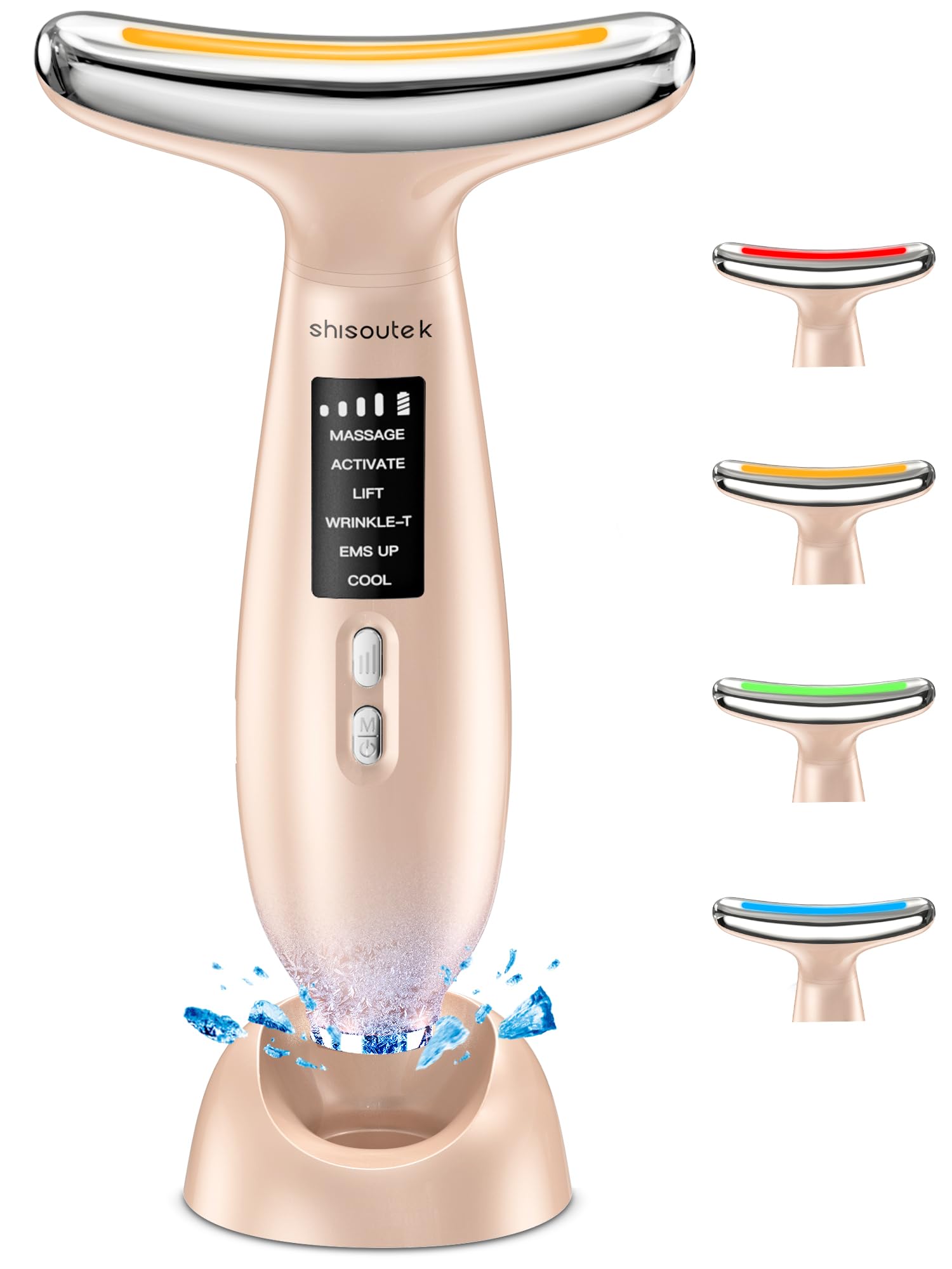Electric Facial Massager Anti-wrinkle: Facial Massage Lifting Firming 5°C Cold and 45°C Heat - Women's Facial Appliances 6 LED Modes 4 Colors - EMS Beauty Machine for Firming Neck Jowls