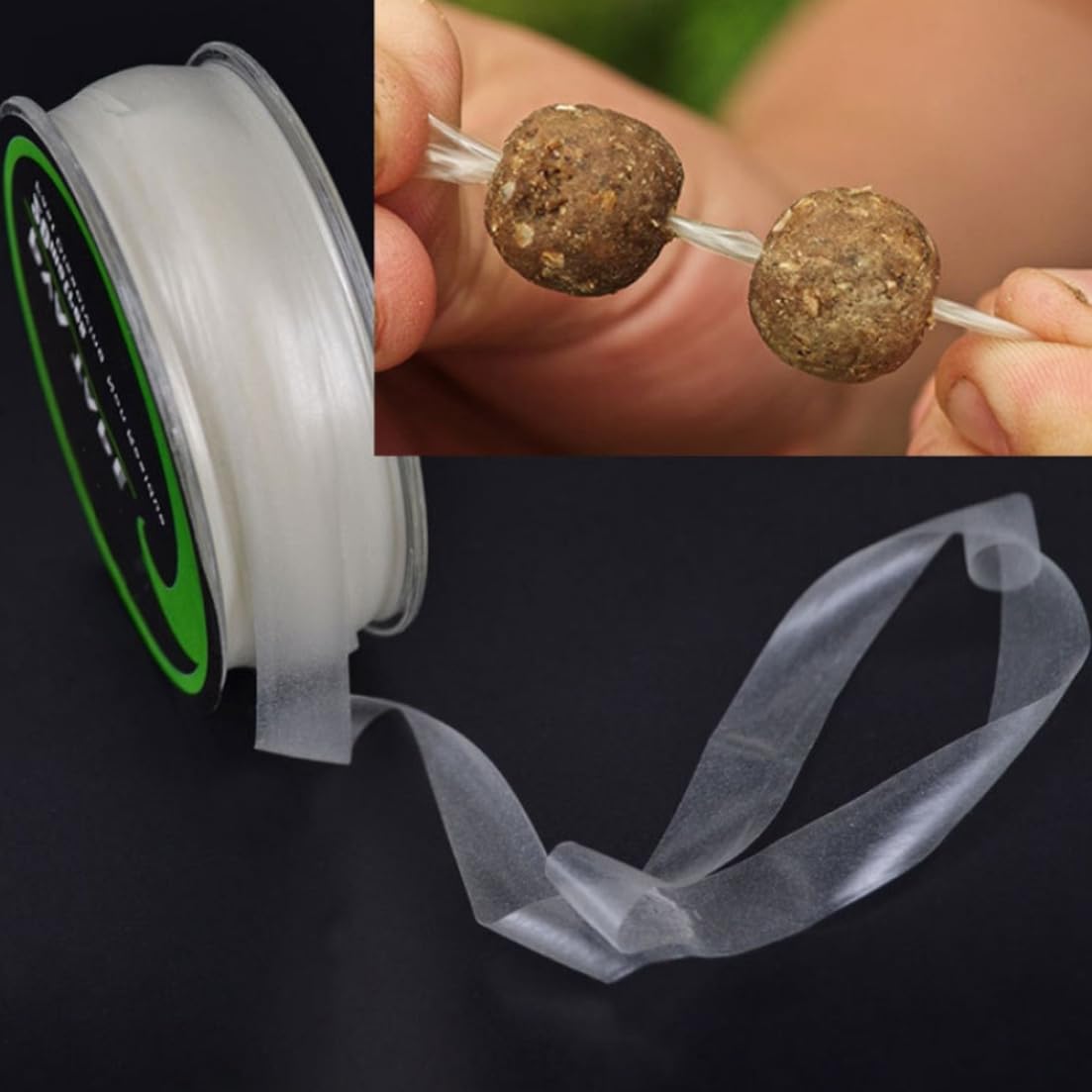 Fishing PVA String, Bande PVA Ruban Rapide à Eau à Eau à Eau à Eau Rapide Film à chaîne d'eau dissolvant l'outil d'alimentation de pêche à la Carpe