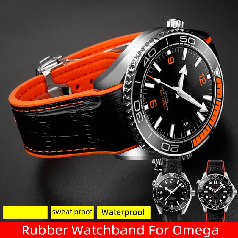 Gumowa bransoletka do zegarka dla Omega 300 SEAMASTER 600 PLANET OCEAN składana klamra silikonowy pasek akcesoria do zegarków pasek do zegarka