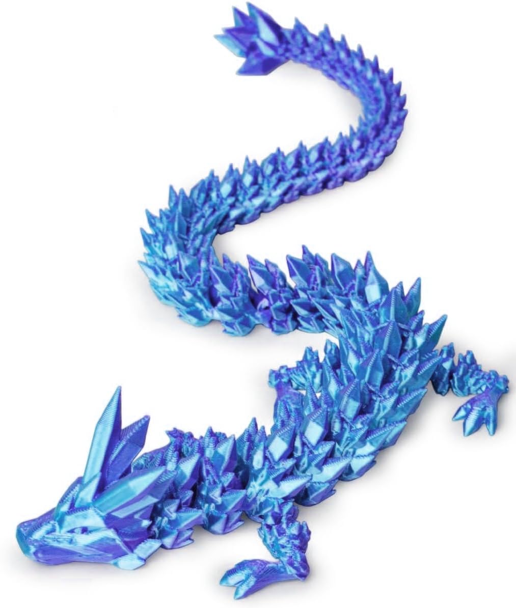 ToySupplyFun 3D Dragon, Ariculated Crystal Dragon,3D Printed Dragon, Flexible Fidget Toy for Festival, Home Decoration, Executive Desk Decorations (