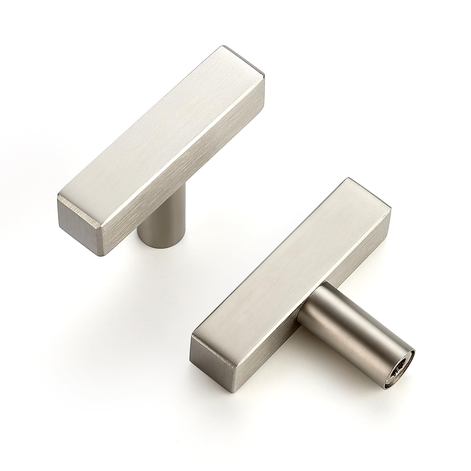 30 Pack Brushed Nickel Cabinet Knobs 2 Inch - Silver Drawer Knobs Single Hole Silver Square Bar Hardware Drawer Pulls for Kitchen Cabinets and