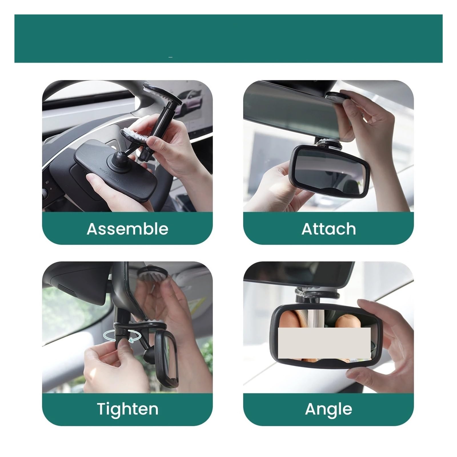 Retrovisors interiors panorámico 1 Y 2 Espejos Para Coche De Bebé Inastillables A Prueba Sacudidas Orientados Hacia Adelante Clip Para Lo Esencial Retrovisor interior coche