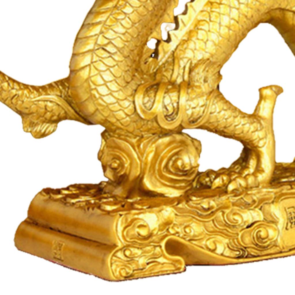 Figura de dragón noble dorada para decoración de mesa para riqueza y suerte, coleccionable, L