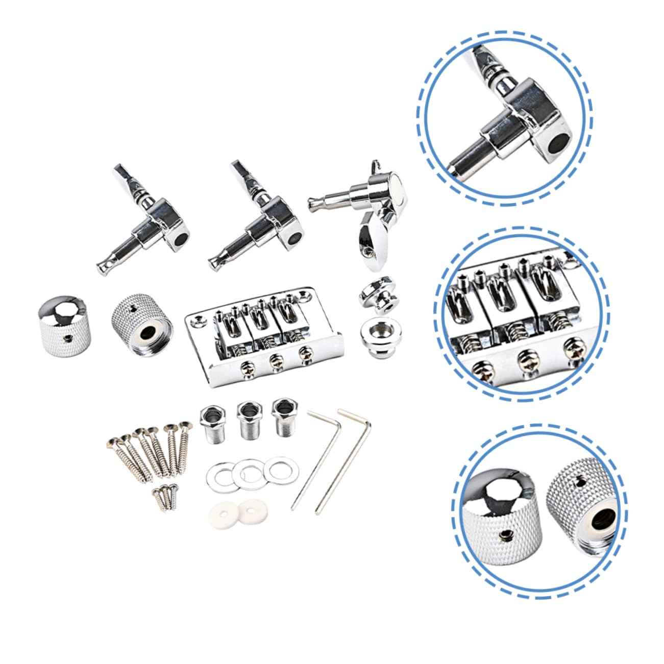 Ponte per Chitarra a 3 Corde Argento, Set 1 Pezzo