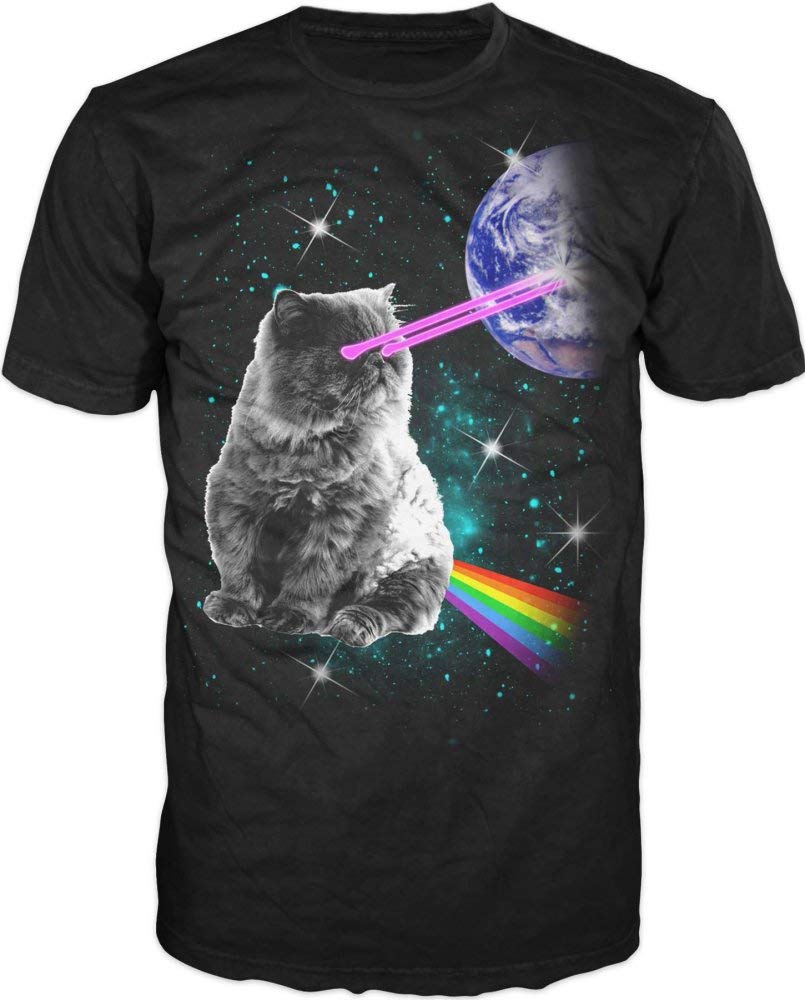 Amazon.com: Laser Eyes Cat Men's Black T-Shirt-XX-Large