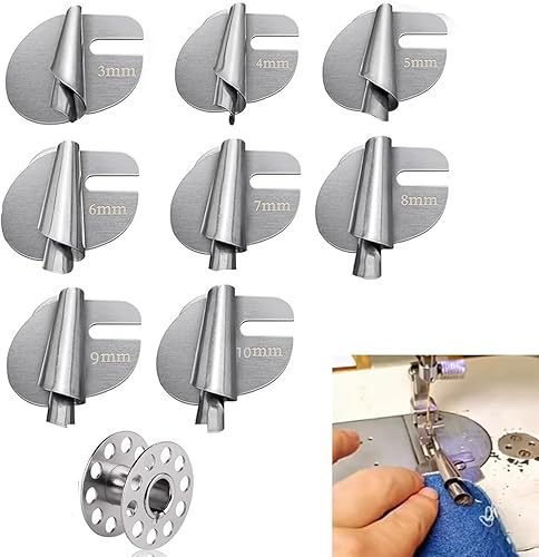 Pie de dobladillo enrollado para coser, 8 piezas, 8 tamaños de dobladillo enrollado ancho, máquina de coser de pie prensatelas con bobinas, pie de