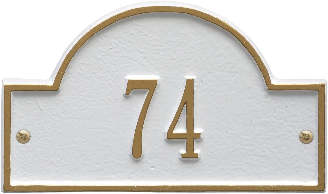 Whitehall Custom 1 Line Arch Marker Petite Wall Aluminum Address Plaque 8" L x 4.75" H