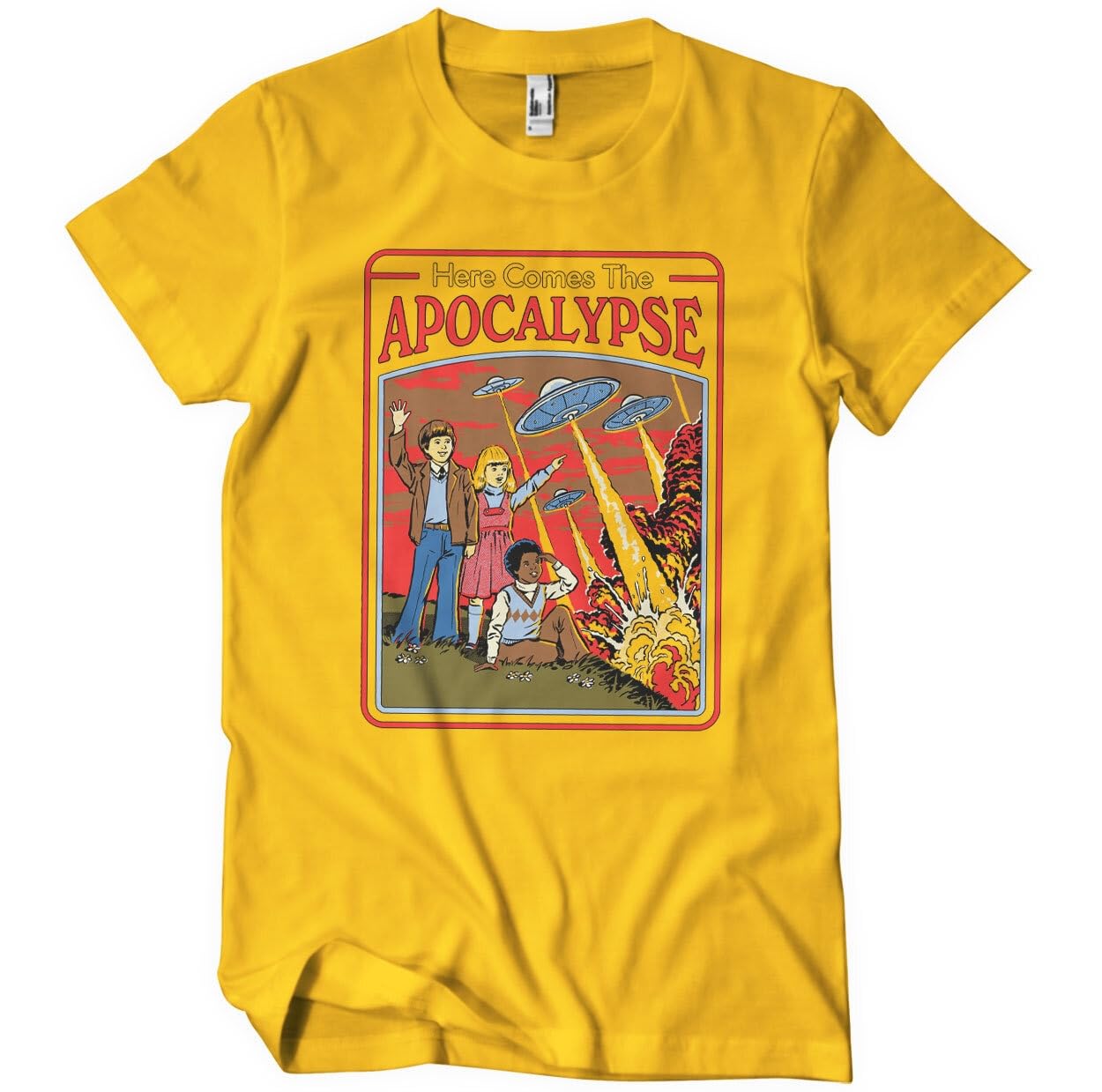 Steven Rhodes Officially Licensed Here Comes The Apocalypse Mens T-Shirt (Gold), Medium