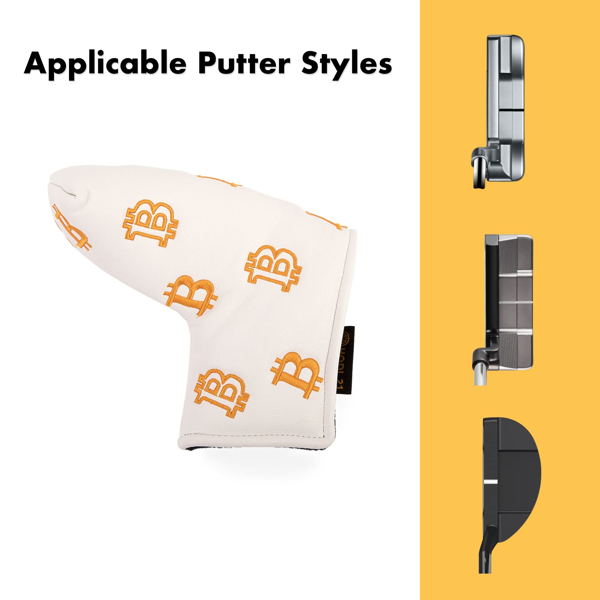 Bitcoin - Funda para putter de golf para putters de cuchilla, fundas para cabezas de golf para protección de clubes, accesorios de golf HODL 21, color blanco