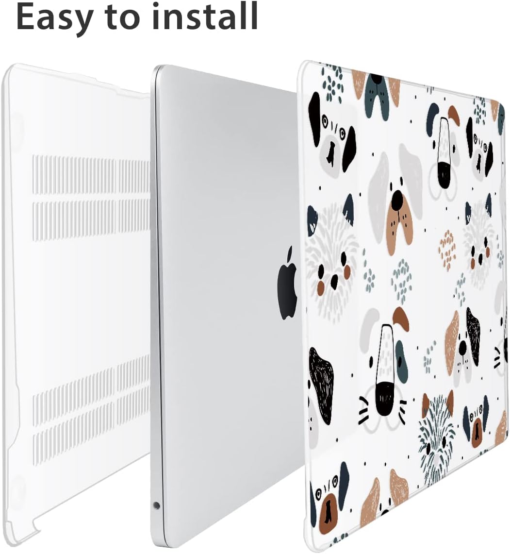 Compatible with MacBook Air 13 inch Case 2022 2021 2020-2018 Release M1 A2337 A2179 A1932 with Touch ID, Hard Print Case + Keyboard Skin + Webcam Cover + Screen Protector, Funny Dog