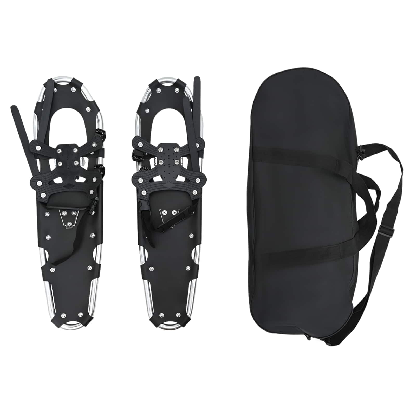 vidaXL Ciaspole 3 in 1 Argento e Nero 78,5 x 22 cm Alluminio e HDPE, Ciaspole in alluminio per il giardino, attrezzatura outdoor regolabile, accessori moderni per camminare sulla neve