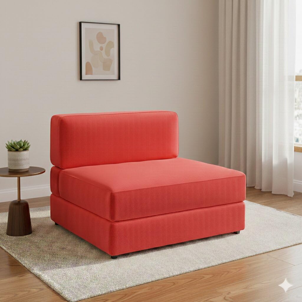 2-Seater Foldable Sofa Cum Bed for Living Room & Bedroom | Soft EPE Foam Seating | Space Saving Floor Couch | 36 Inch Width,Maroon-image-19