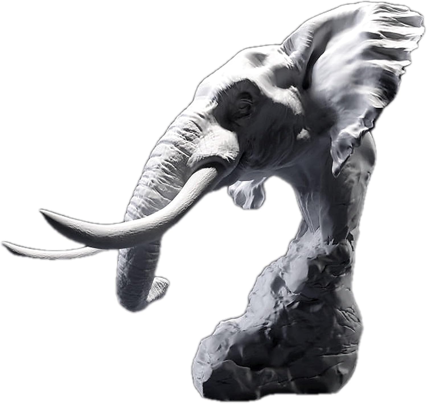 African Bush Elephant Bust, Majestic Megafauna Sculpture, Gray (Unpainted), High-Detail Resin, No Assembly Required
