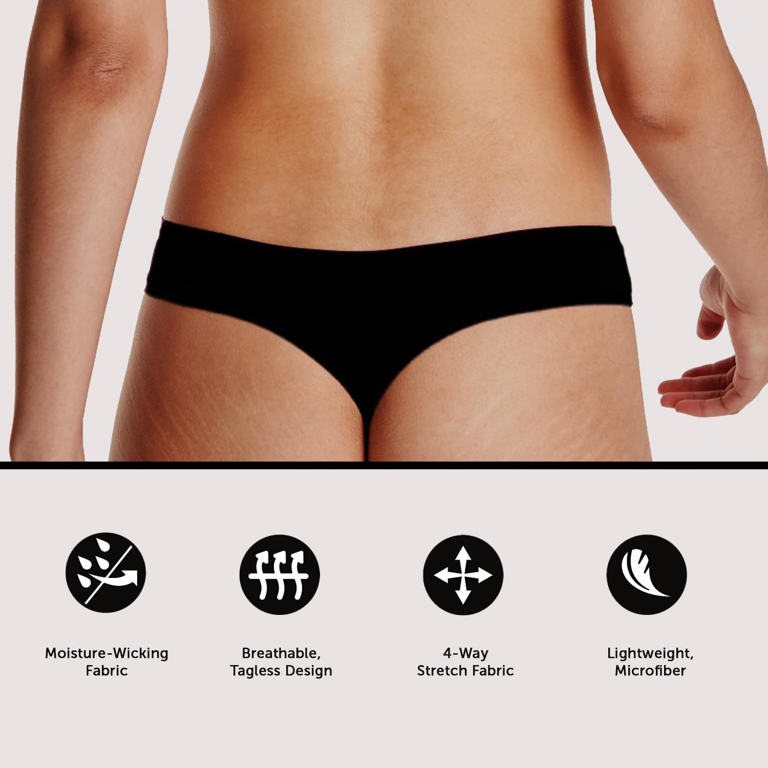 Hanes Juego de Ropa Interior para Mujer, 6 Unidades, Luxe Fit No-Show Microfiber Thongs for Women, Moisture-Wicking Panties Tanga, Lavanda, Rosa, Beige, Lila, Azul Marino, Negro, M (6 Unidades)