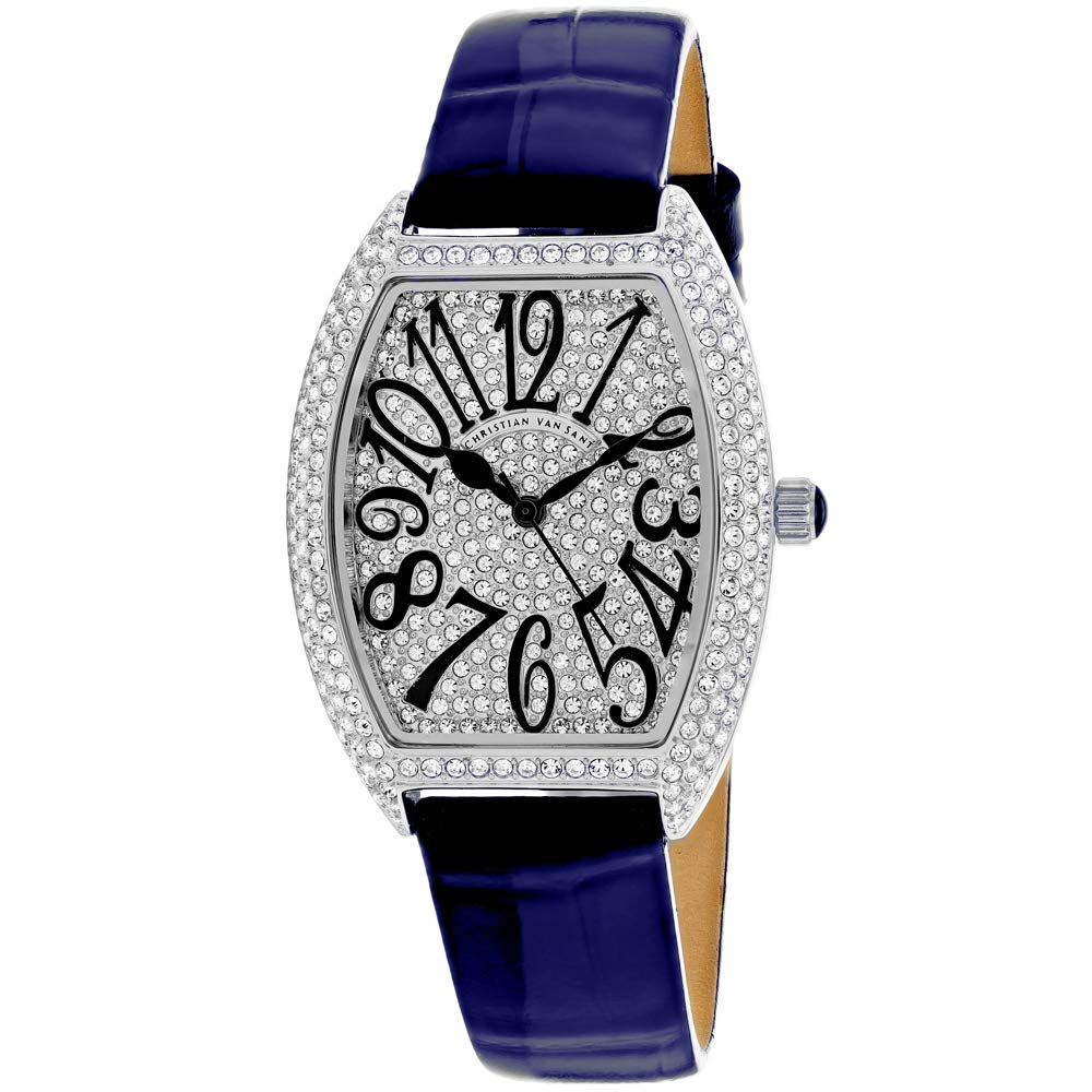 Women's Elegant Quartz Watch with Leather Strap, Blue, 15 (Model: CV4821)