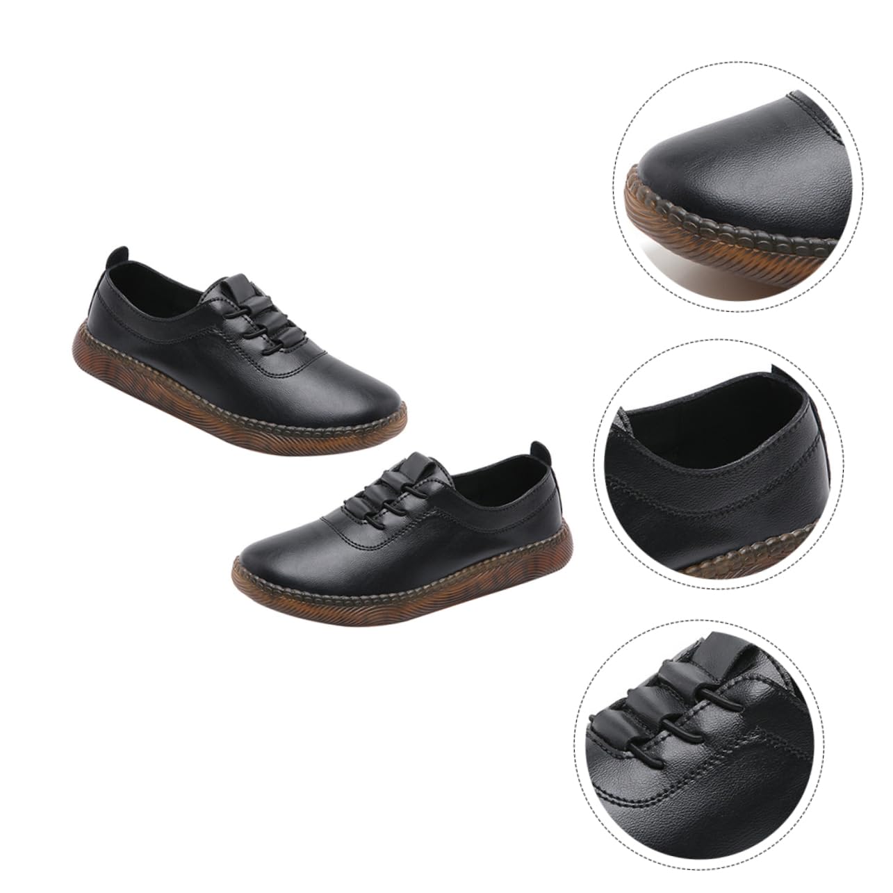 Homoyoyo Zapatos Planos de Cuero para Mujer Negros, Talla 40 | Antideslizantes y Ligeros, Uso Diario y Viaje, Estilo Casual Cómodo Acabado en Cuero