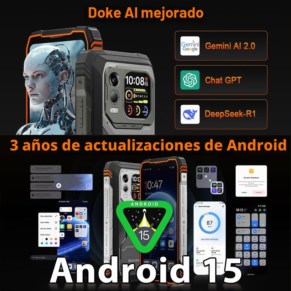 Blackview Xplore 1 Pro Teléfono Movil Resistente con Termográfica Cámara, 36GB+256GB/2TB, 6.78"FHD+ Movil Irrompible, 64MP+50MP, 20000mAh Smartphone Todoterreno IP68/5G/NFC/OTG/GPS/Infrarrojo,Naranja