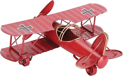 GLOGLOW Modelo vintage de aviones de metal, biplano retro de hierro forjado, adorno de artesanía para decoración del hogar, accesorios de fotos