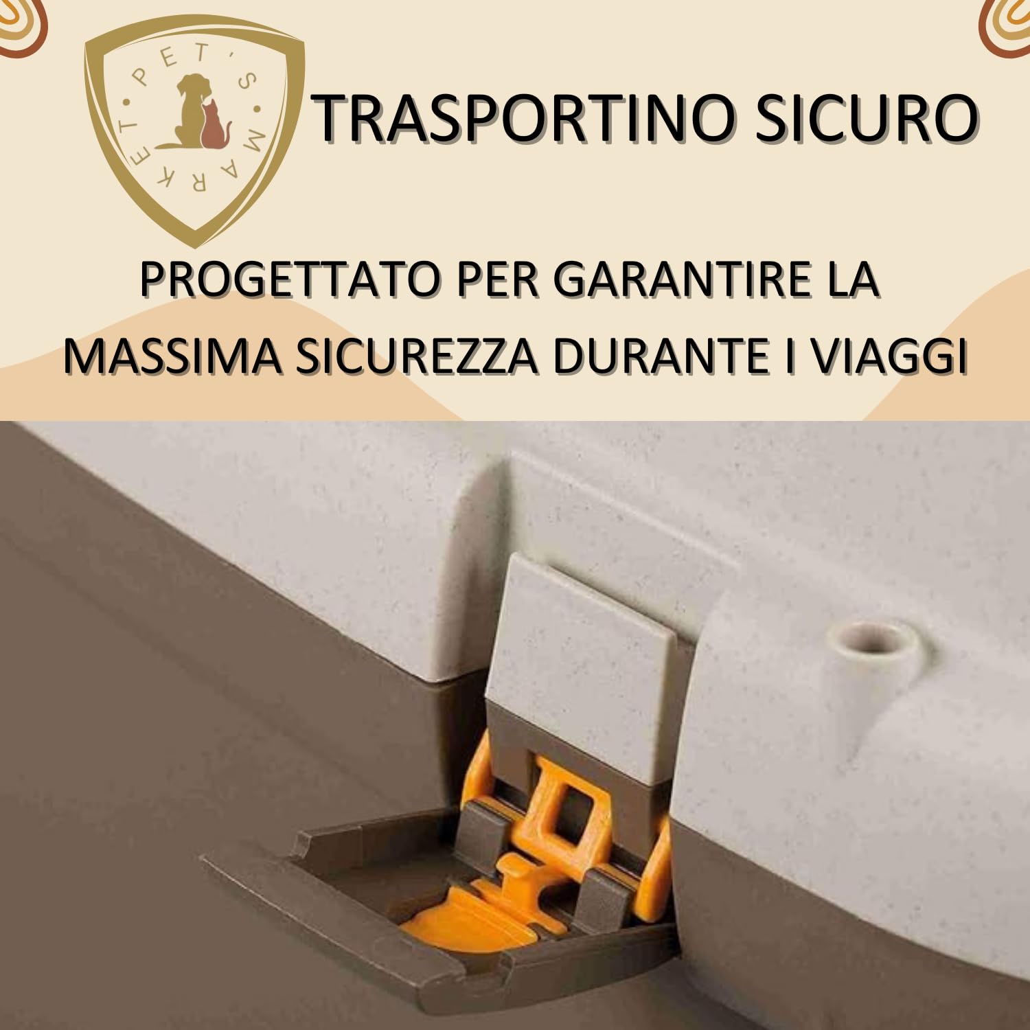 Pet’s Market Trasportino Skudo 100 Car Cane Kit Viaggio Viti Ciotola Adesivo con 2 Rotoli Sacchetti Igienici 2 Ciotole Casuali Omaggio Auto Plastica Porta Ferro Grigio Scuro(100+KIT (99x60x68H) cm)