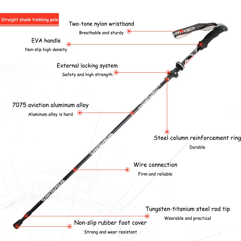 Kije trekkingowe 7075 aluminiowe składane, regulowane, ultralekki, zewnętrzny system zamykania, regulacja opaski na rękę, przechowywanie 33 cm, ergonomicznie zaprojektowany uchwyt EVA, niebieski
