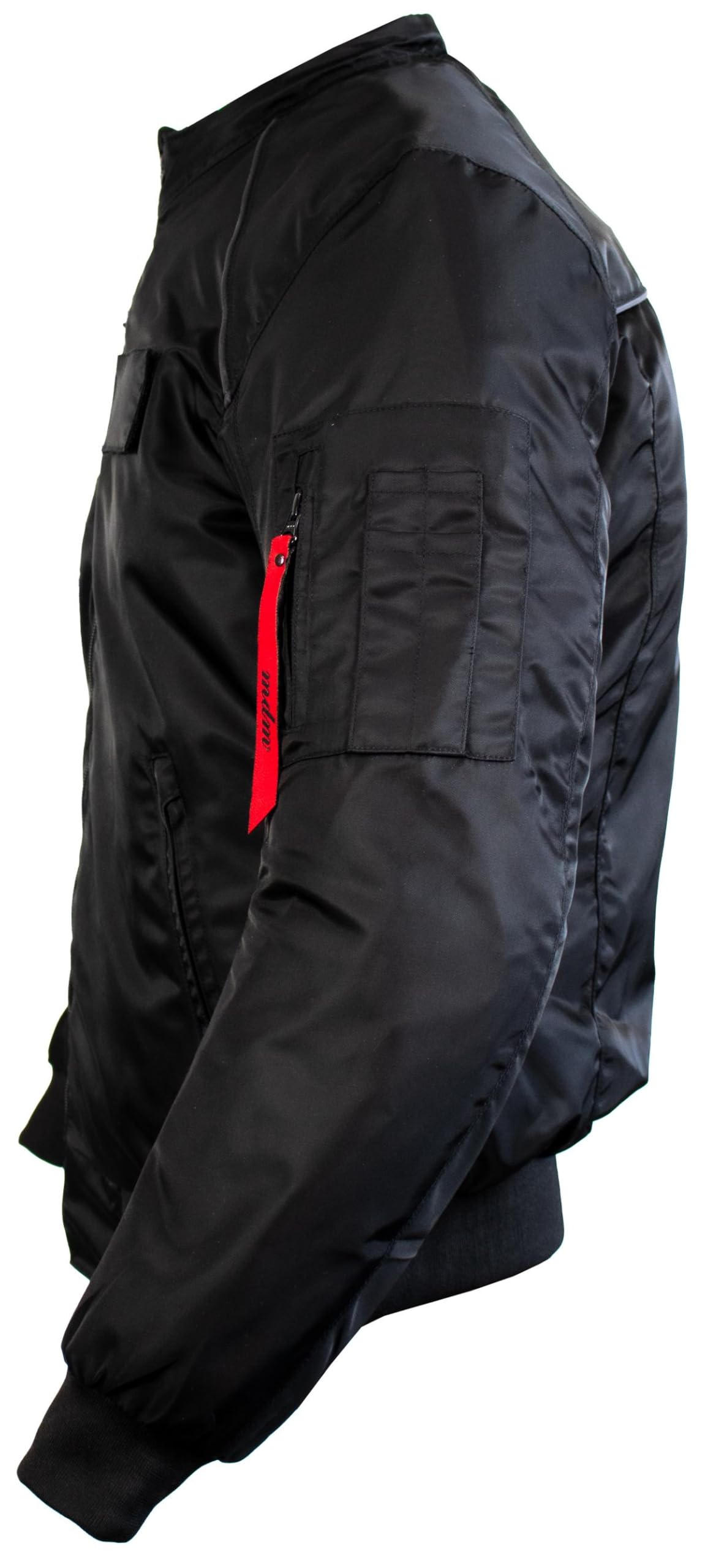 MDM Motorrad Bomberjacke Herren mit Protektoren – Motorradjacke im Flight Jacket Style, Schulter-, Ellenbogen- & Rückenprotektor, Belüftung, Bikerjacke Schwarz