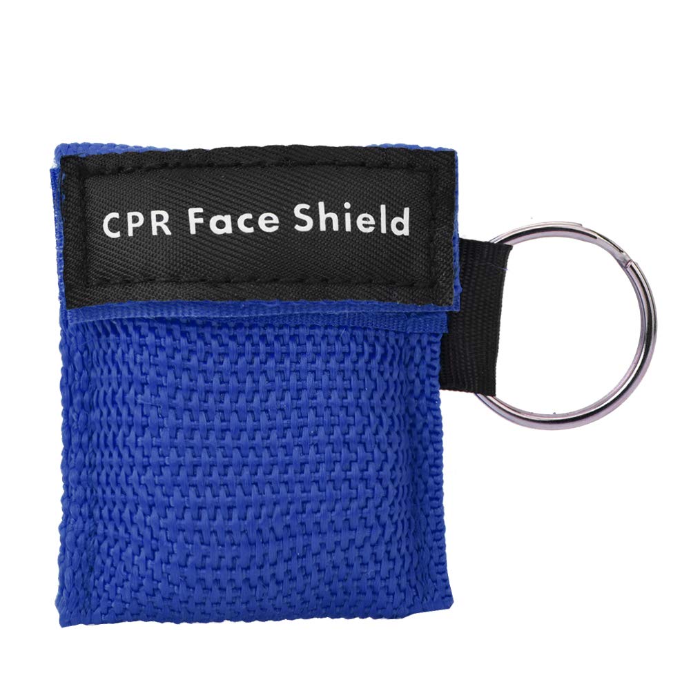 One-Way Valve Emergency CPR First Aid Mask Keychain Health Care Tool, CPR Mask Keychain Ring Emergency Kit (Blue)