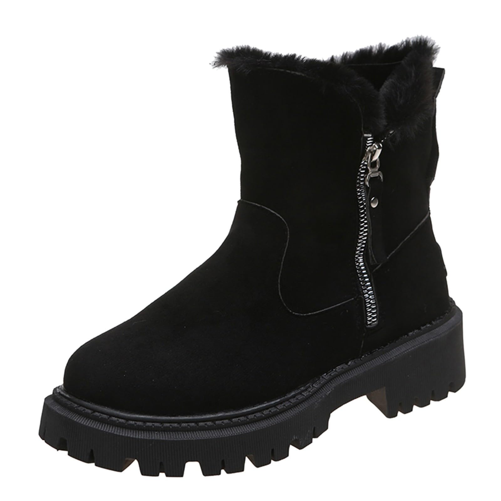 Generisch Winterstiefel Damen Gefüttert - Winterschuhe Schneestiefel Warm Stiefeletten Wasserdicht Winter Boots Outdoor mit Seitlicher Reißverschluss Stiefel