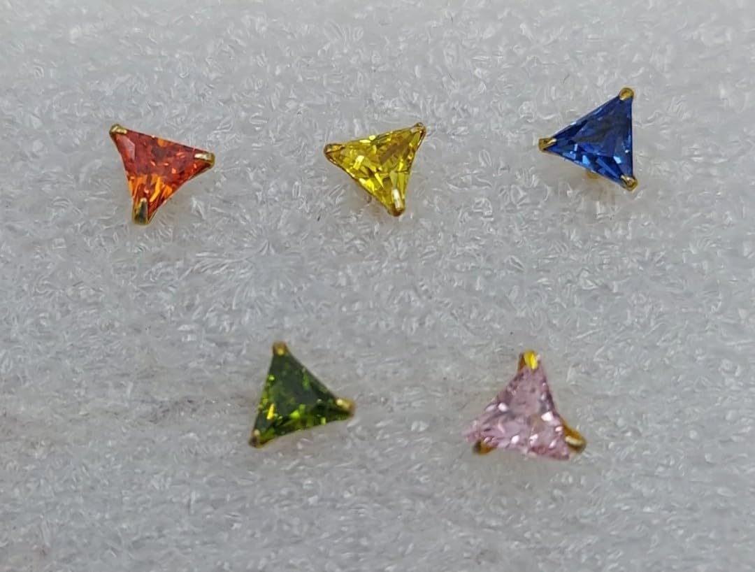 Gold-Plated Plated Metal, Alloy, Brass, Tungsten Nose Stud (Pack Of 5) Gold::Multicolor-image-42