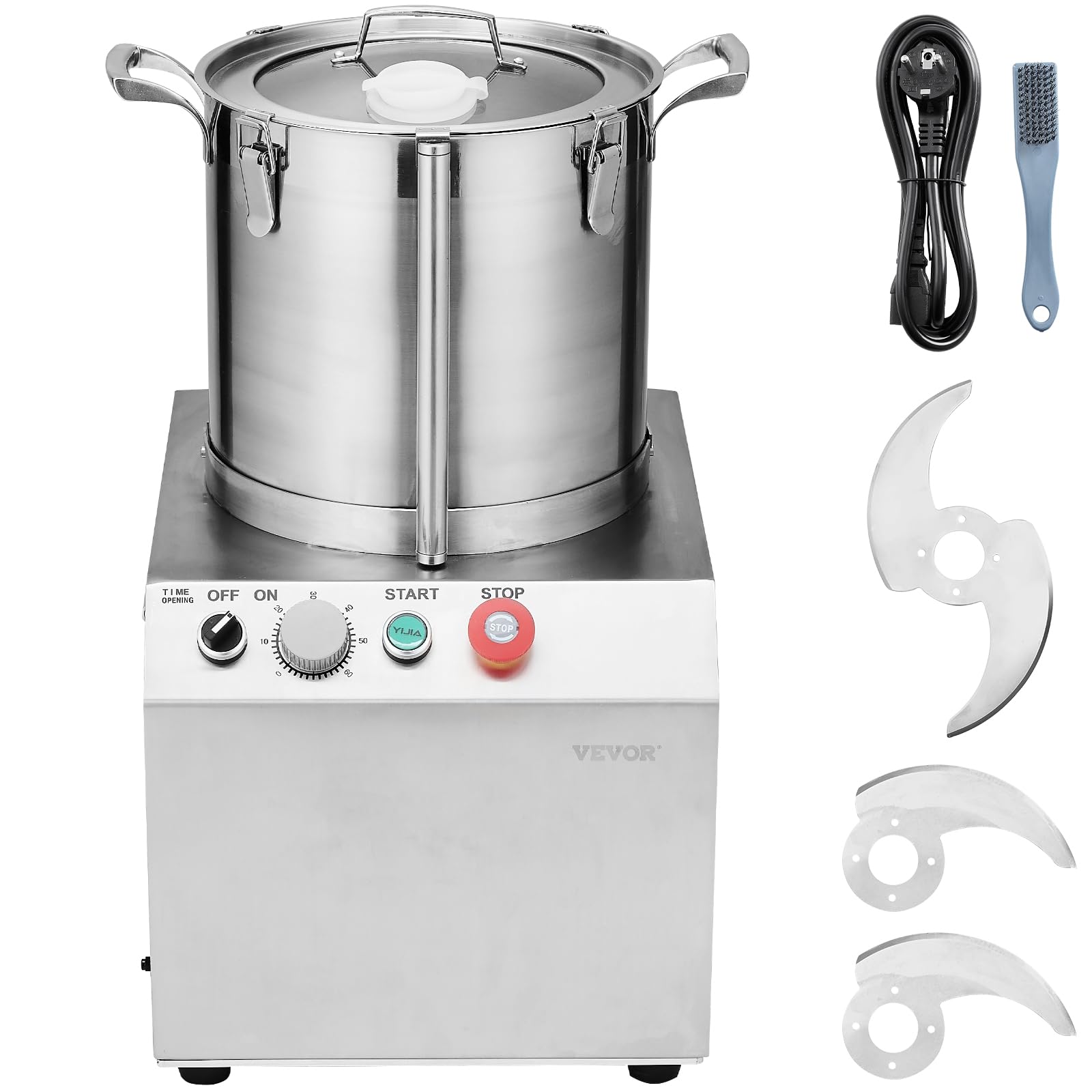 VEVOR Robot Culinaire et Hachoir à Légumes 15 L, Robot Multifonction en Acier Inoxydable de Qualité Alimentaire, avec 2 Lames Supplémentaires en S, pour Hacher Rapidement Fruits, Restaurant, Maison