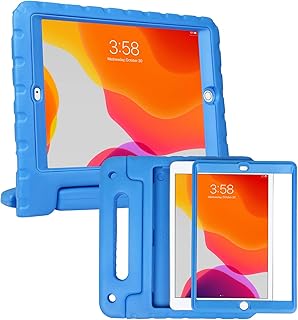 HDE iPad 9th Generation Case for Kids with Built-in Screen Protector Shockproof iPad Cover 10.2 inch with Handle Stand fits 2021 9th Gen, 2020 8th Gen, 2019 7th Gen Apple iPad 10.2 - Blue