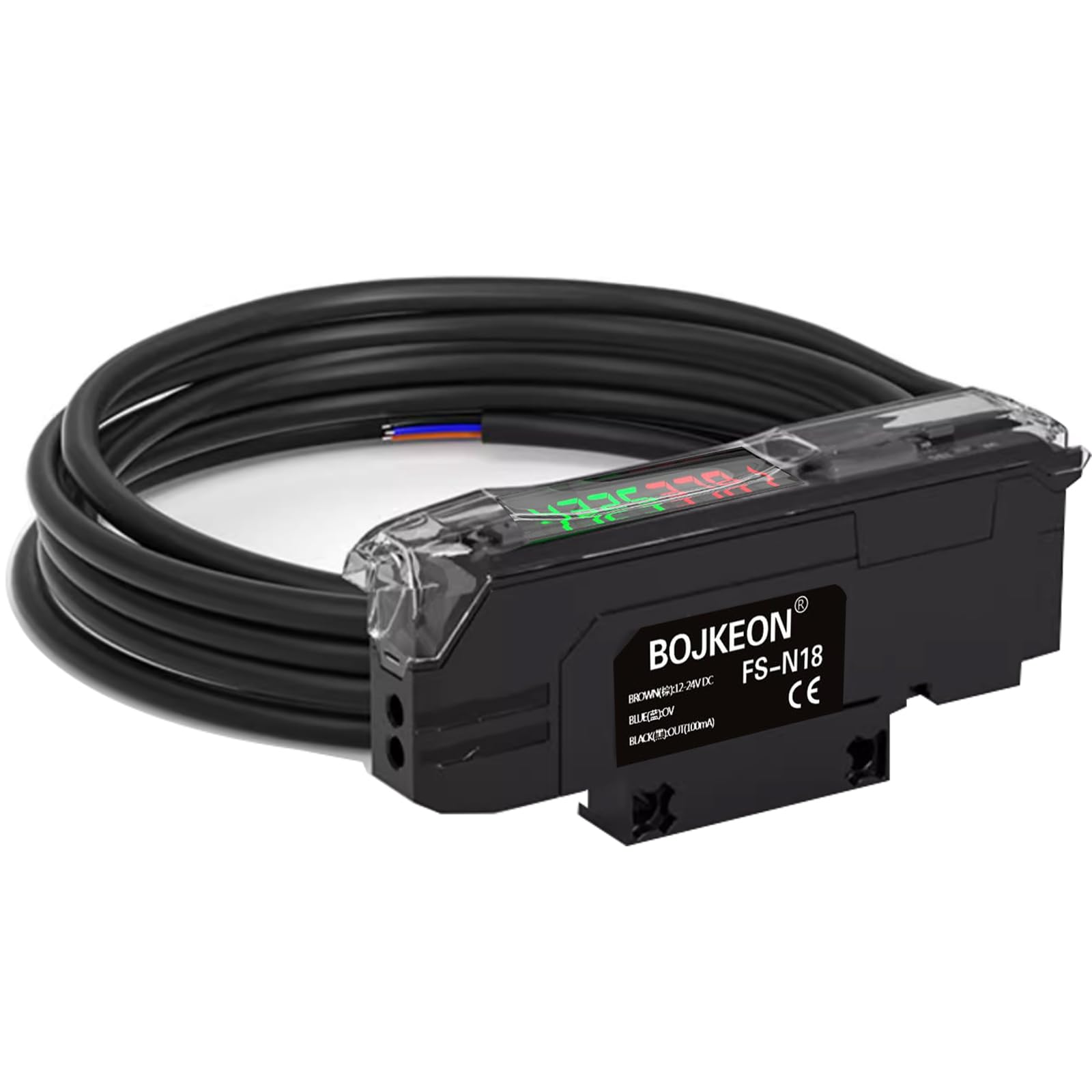 FS-N18 Fiber Optic Sensor,HD LED Dual Digital Display Optical Fiber Amplifier,Long-Distance Optical Communications Diffuse Induction Photoelectric