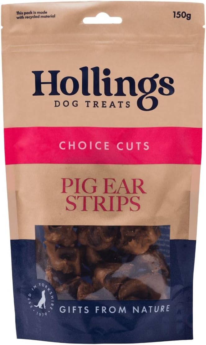Hollings Pig Ear Strips Dog Treats, 100 Natural Air Dried Long Lasting