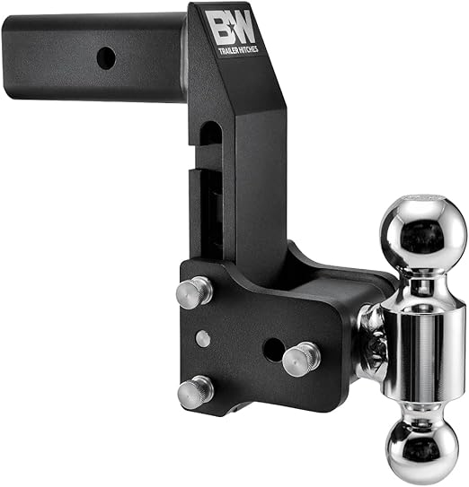 B&W Trailer Hitches MultiPro Tow & Stow Adjustable Trailer Hitch Ball Mount Compatible with MultiPro Tailgate - Fits 2.5" Receiver, Dual Ball (2" x 2-5/16"), 7" Drop, 14,500 GTW -TS20066BMP