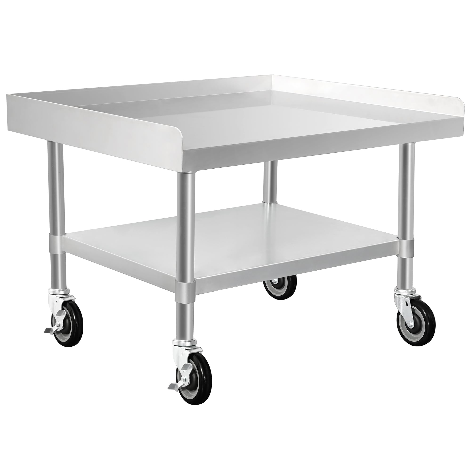 HARDURA Stainless Steel Equipment Work Stand 30" x 36" Prep Table with Under Shelf and Caster for Commercial & Workplace, Home, Hotel, Garage