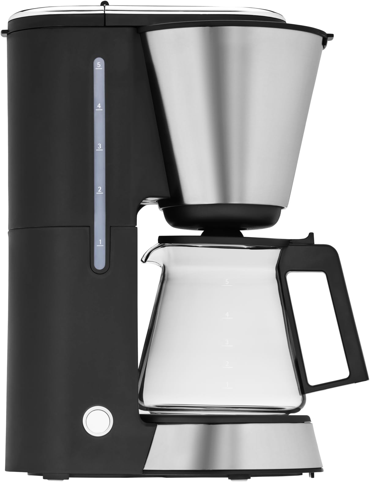 WMF KITCHENminis Machine à café verre, Capacité 1-5 tasses, Revêtement inox 18/10 Cromargan, Porte-filtre amovible, Aroma 0412270011