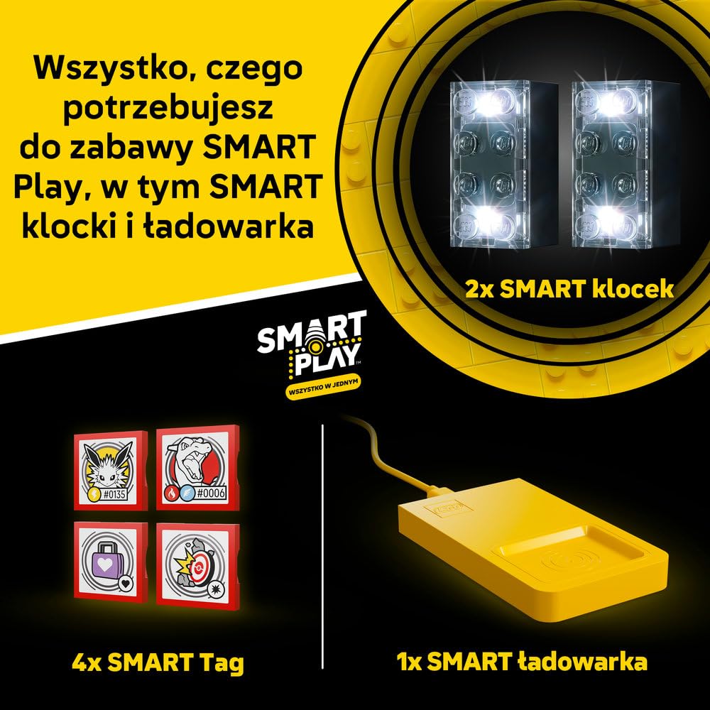 LEGO Pokémon SMART Play: Charizard kontra Jolteon — ostateczna bitwa 72167 | Interaktywna zabawka z Pokémonami, zestaw Wszystko w jednym, 2 SMART klocki, 4 Tagi i ładowarka, dla dzieci 8+, 751 elementów