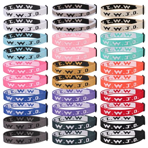 Pomeliary 30PCS WWJD Bracelets Bulk for Women Men Christian Jesus Gifts Adjustable W.W.J.D Wristbands What Would Jesus Do Bracelets 30 Items 15 Colors