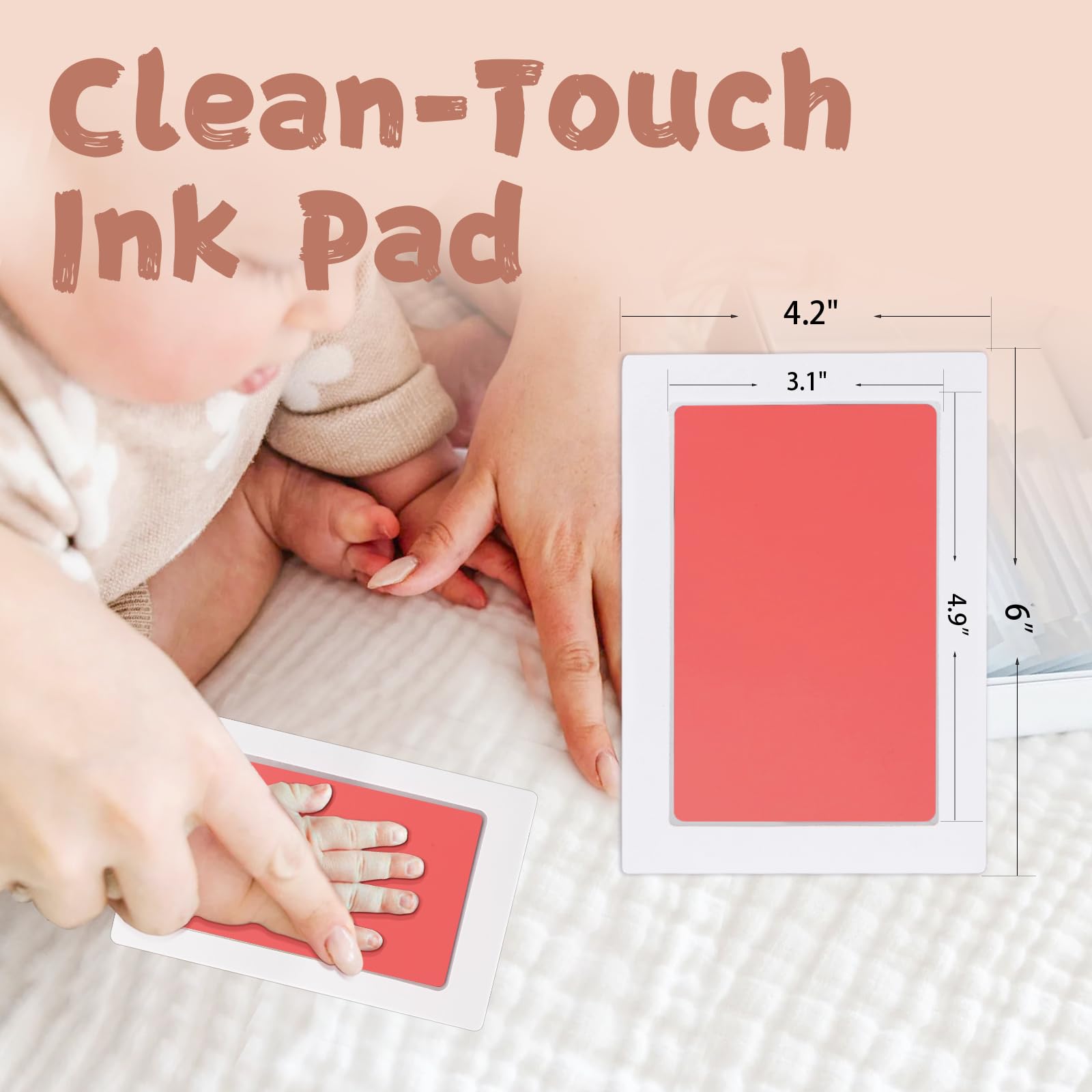 Bezatramentowy zestaw dłoni i stóp dziecka, zestaw podkładek atramentowych Clean-Touch, bezpieczny nadruk bez bałaganu stempel do stóp dla niemowląt, 4-pak noworodków bezatramentowe podkładki