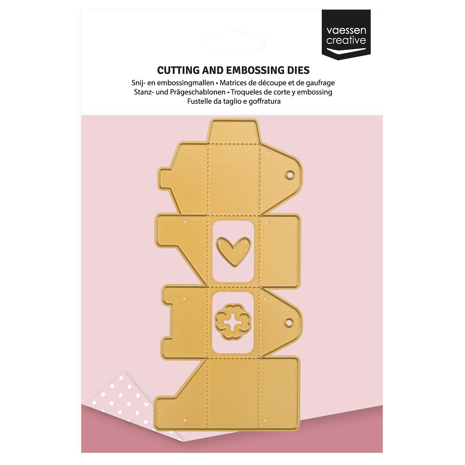 Vaessen Creative Cutting Dies Set - Stars & Hearts - 10 pcs of 0.4 x 0.4" to 2.4 x 2.8" - for Mini Machine - Card Making Supplies - for Scrapbooking and Paper Crafts, Gold