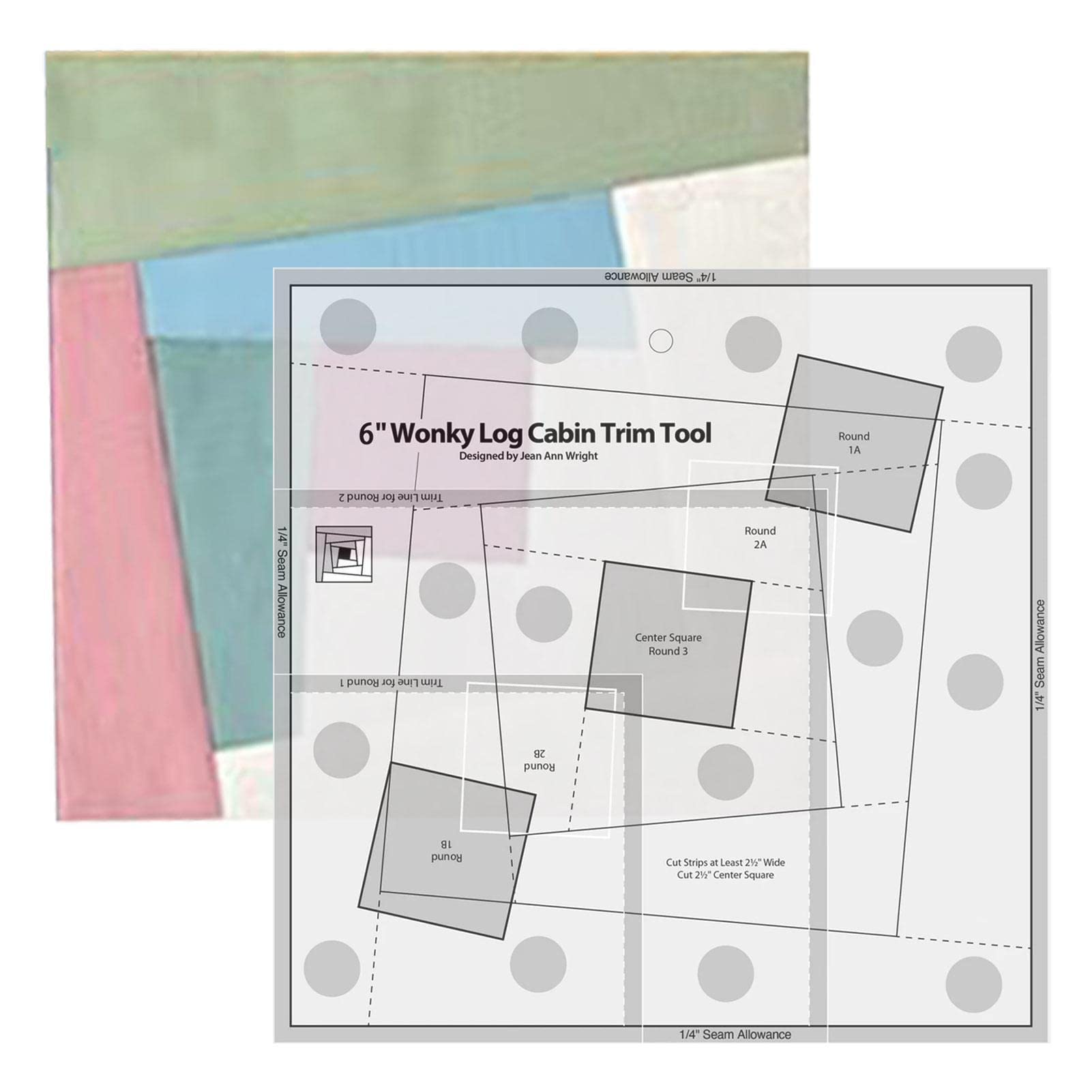 Bexdug Quilt Ruler, Wonky Log Cabin Trim Tool, Motion Sewing Templates, Log Cabin Trim Tool for Drawing, Craft, Sewing Projects, and, Quilting Supplies