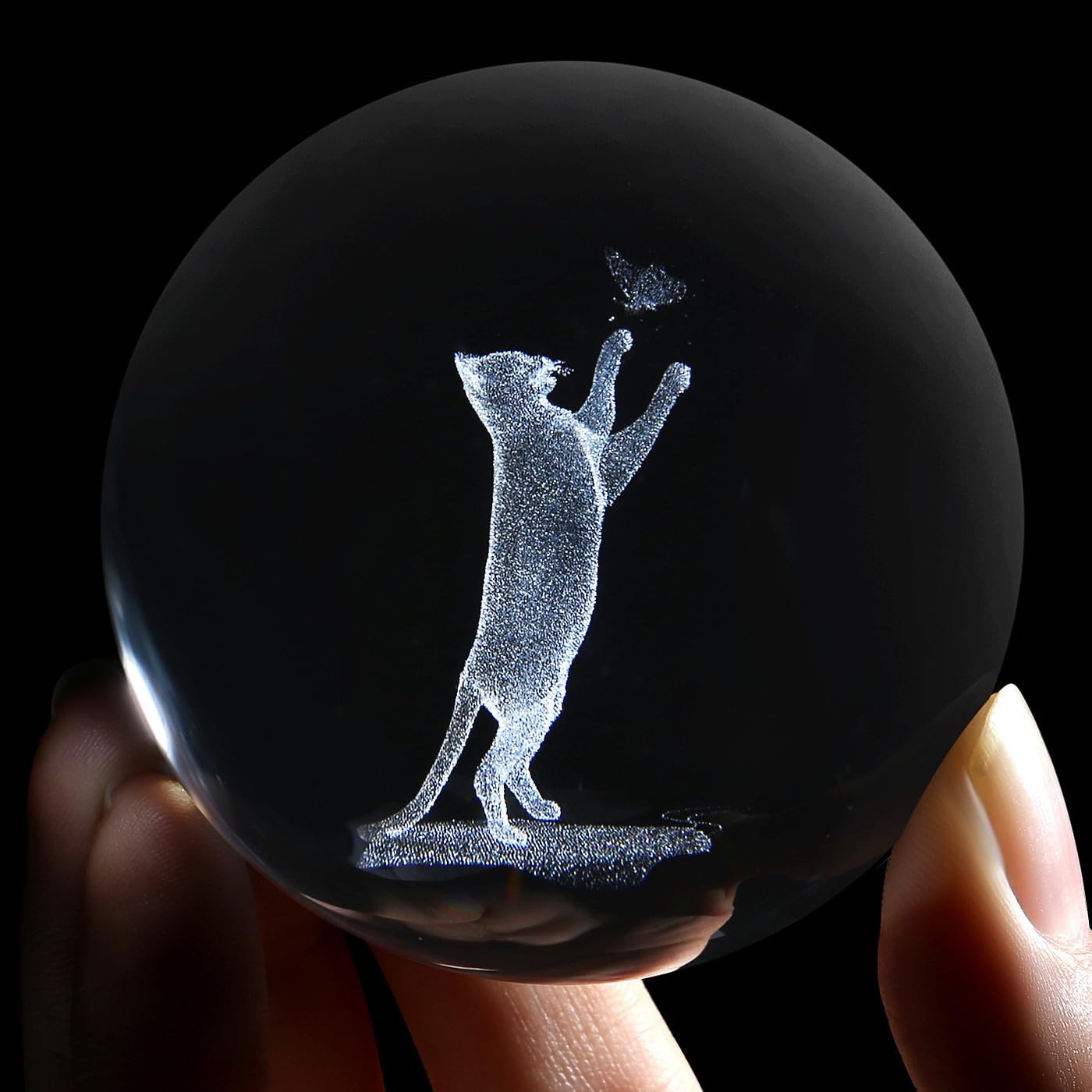 SAHOOTTIE 60mm 3D Cat Crystal Ball Cats Paperweight Cute Cat Gifts for Cat Lovers Cat Themed Gifts Cat Ornaments Cat Gifts-C - Image 3
