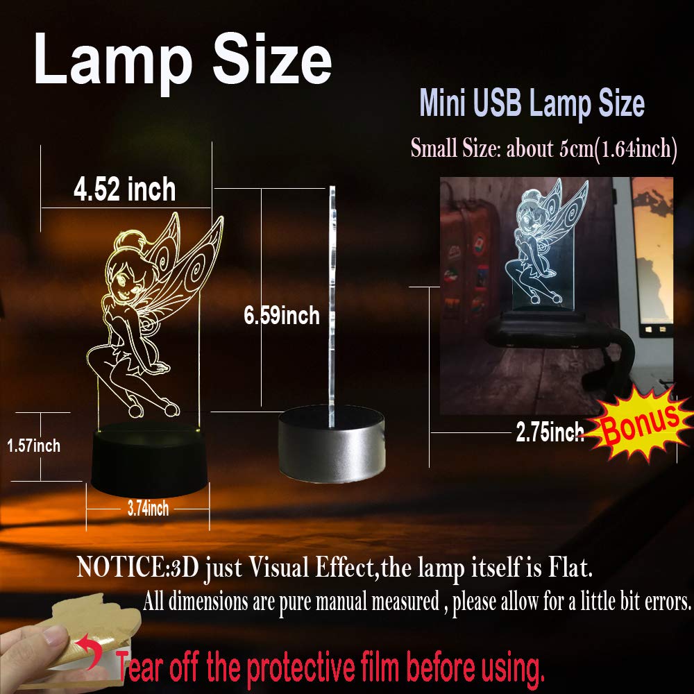 ティンカーベル　LEDライト　ルームランプ Amazon.co.jp : ティンカーベルランプ 3D 光学漫画 エルフ ガール LED