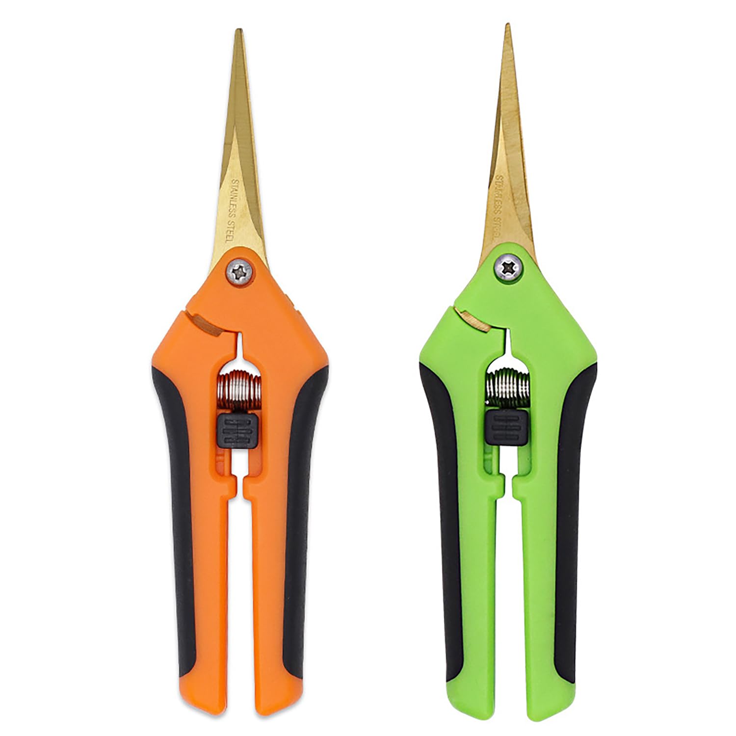 Garden Pruning Scissors (2pcs), Professional Pruning Shears, Stainless Gardening Trimming Scissors, for Easy Pruning Garden Tree Pot Plant Flowers, Green + Orange