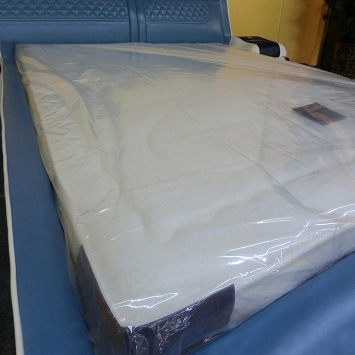Housse de Matelas Autocollante en Polyéthylène PE Double Épaisseur 16 Microns Transparente 220X250 CM Protection Anti-Humidité et Poussière Fournitures de Déménagement et