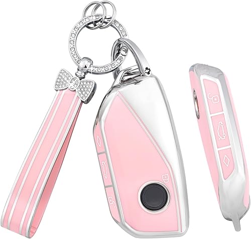 Miniatura 10 de PIFOOG Funda para llavero Mercedes, 3 botones, color rosa, TPU brillante, accesorios para llaves de automóvil, funda protectora para Mercedes Benz