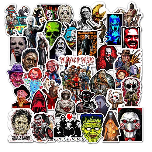 Kilmila Horror Stickers (50 pcs). Halloween Themed Terror Horror Movie Sticker Horror Gifts Toys for Kids Teens Car Window Laptop Phone Luggage Skateboard Graffiti