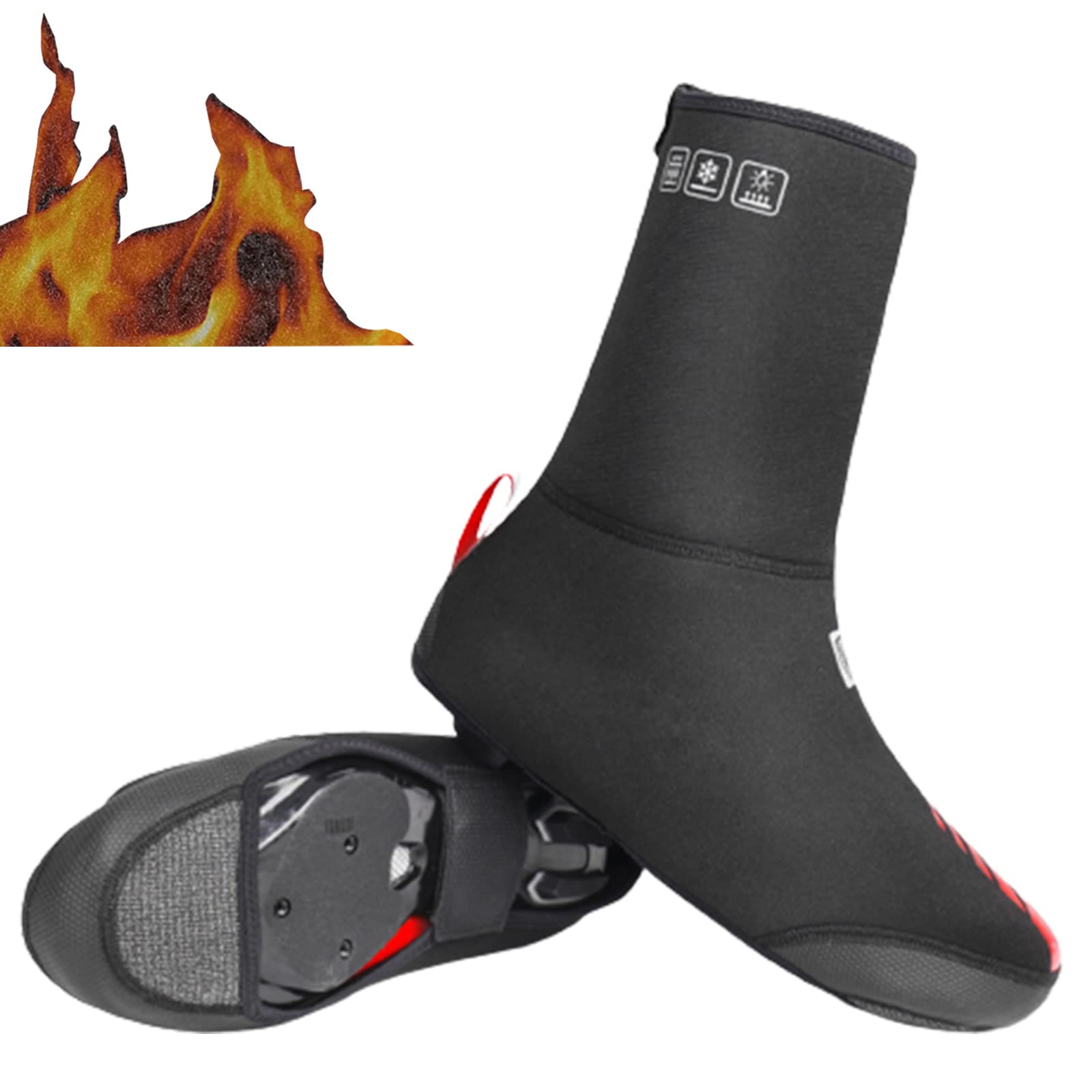 Couvre-Chaussures de Cyclisme Épaissis Couvre-Chaussures de Vélo Chauds et Coupe-Vent avec Doublure en Polaire Thermique