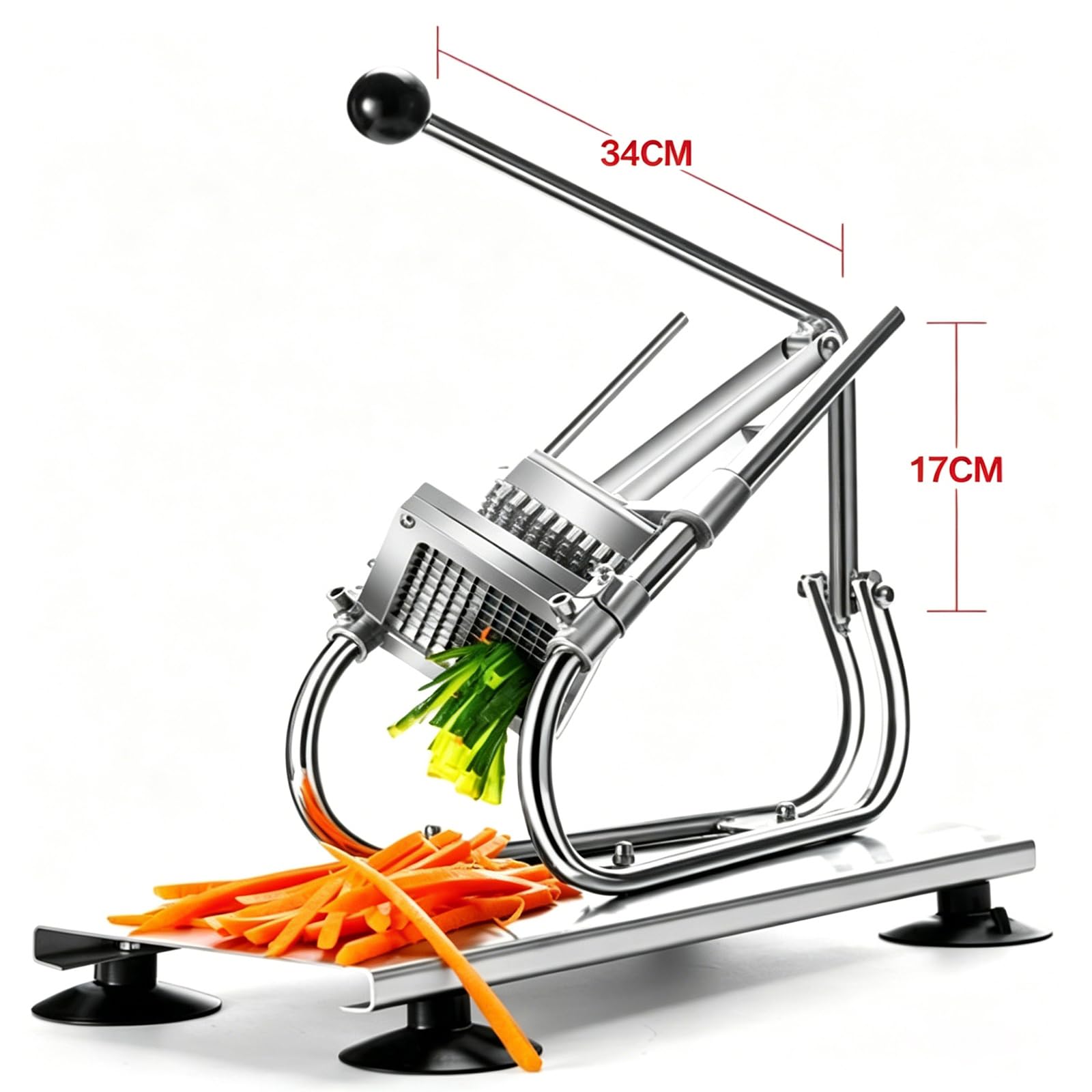 Picadora De Verduras De Acero Inoxidable, Picadora Comercial De Frutas Y Verduras, Incluye 3 Cuchillas De Repuesto, Base Antideslizante, Preparación Eficiente En La Cocina, Altura Ajustable, Para