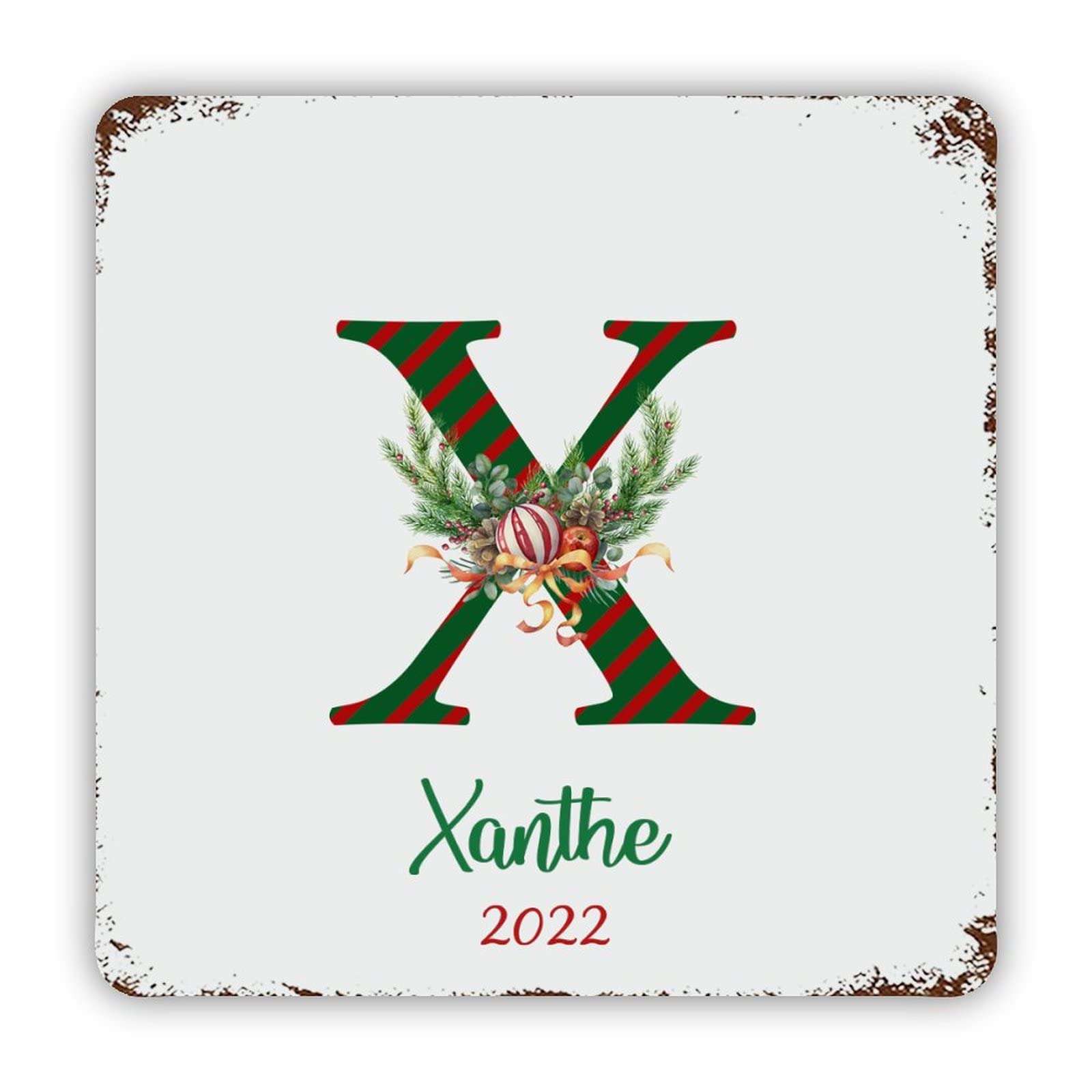 ENEDNATE Personalized Name Custom Initial Letter X Aluminum Tin Metal Sign for Indoor Outdoor Business Retail Store Patio Yard Home Decoration Easy to Mount Wall Art Print Poster 12x12 Inch
